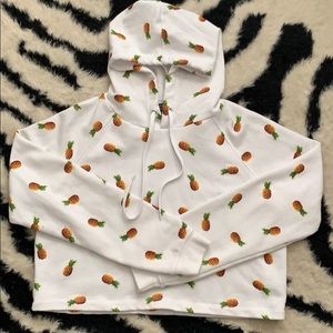 Pineapple Crop Top Hoodie-Forever21